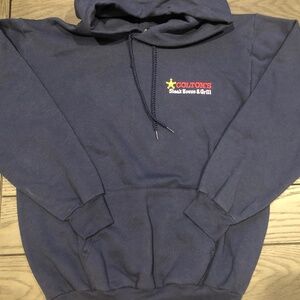 VTG Y2K Colton's Steak House & Grill Navy Embroidered Logo Hoodie Sweatshirt~M